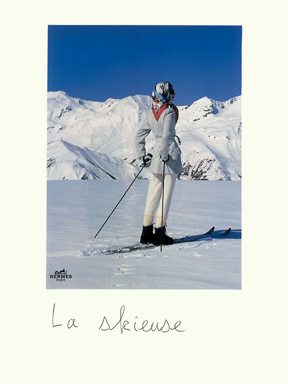 Claude Closky, ‘La skieuse [The Skier],’ 1998, black ballpoint pen and collage on paper, 40 x 30 cm. 